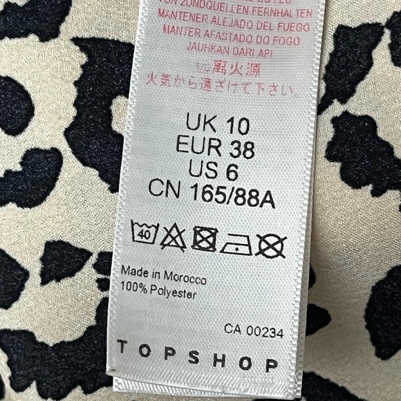 Topshop Leopard Print Button Up Cropped Blouse Womens Tie Hem Mobwife Satin 6 - Picture 8 of 10
